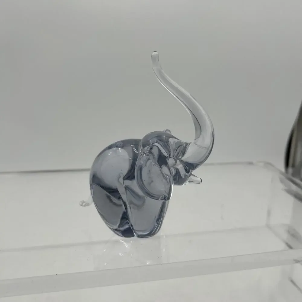 Vtg Hand Made Crystal Elephant Art Clear Glass Figurine Paperweight 5